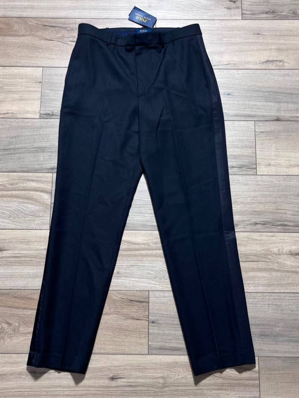 Polo Ralph Lauren Womens Wool Dress Pants With Silk Side Stripes‎ Size 10 Black
